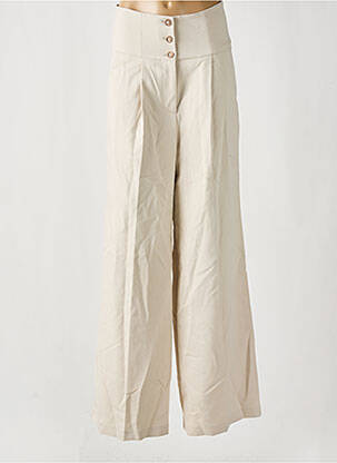Pantalon large taille à pinces taille haute beige MORGAN femme
