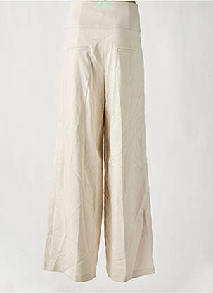 Pantalon large taille à pinces taille haute beige MORGAN femme