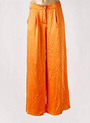 Pantalon large fermeture zippée sous rabat boutonné taille haute orange AMELIE & AMELIE femme