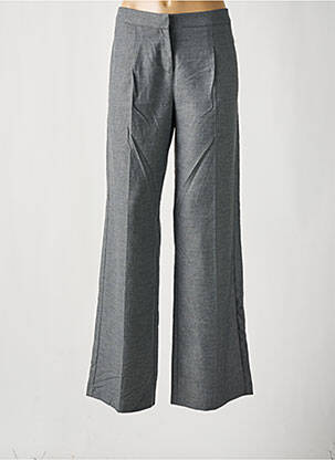 Pantalon large taille à pinces taille haute gris MORGAN femme