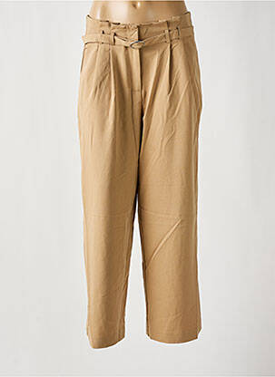 Pantalon large coupe fluide taille haute beige ONLY femme