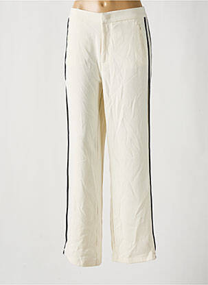 Pantalon large tissage crêpe taille haute beige ONLY femme