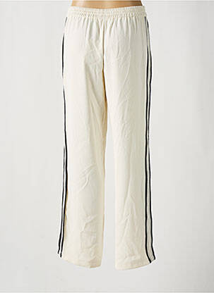 Pantalon large tissage crêpe taille haute beige ONLY femme