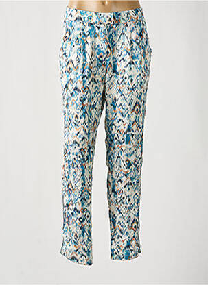 Pantalon droit fermeture zippée sous rabat avec crochet taille haute bleu MOLLY BRACKEN femme