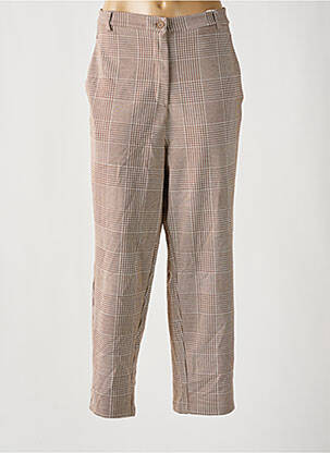 Pantalon droit stretch taille haute beige TOM TAILOR femme