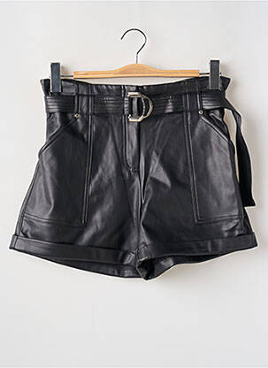 Short fermeture zippée sous rabat avec crochet taille haute noir MORGAN femme