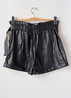 Short tissage simili-cuir taille haute noir MORGAN femme