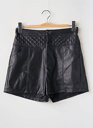 Short tissage simili-cuir taille haute noir MORGAN femme