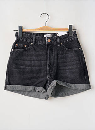 Short tissage denim taille haute noir ONLY femme