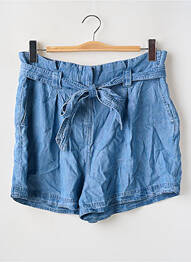 Short tissage denim taille haute bleu SUPERDRY femme