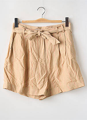 Short fermeture zippée sous rabat avec crochet taille haute beige GUESS femme