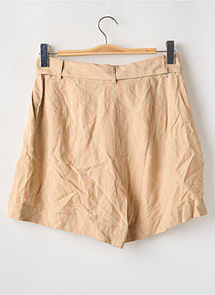 Short fermeture zippée sous rabat avec crochet taille haute beige GUESS femme