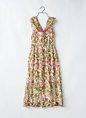 Robe longue imprimé fleurs sans manche vert DERHY femme