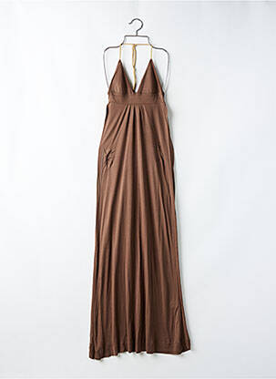 Robe longue manches dos nu fines bretelles marron HEIDI KLEIN femme