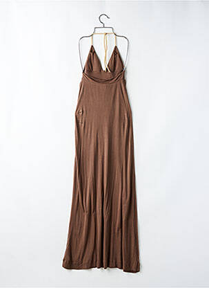 Robe longue manches dos nu fines bretelles marron HEIDI KLEIN femme