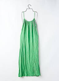 Robe longue coupe fluide fines bretelles vert GRACE & MILA femme