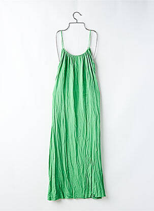 Robe longue coupe fluide fines bretelles vert GRACE & MILA femme
