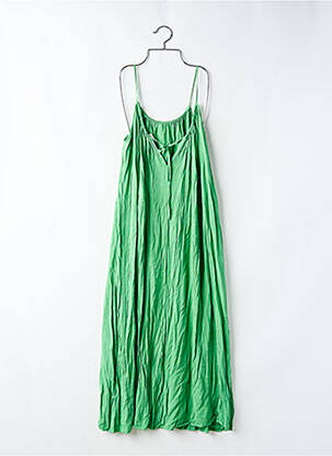 Robe longue coupe fluide fines bretelles vert GRACE & MILA femme