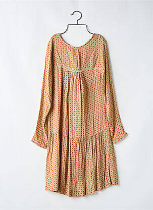 Robe mi-longue imprimé fantaisie manches longues orange STELLA FOREST femme