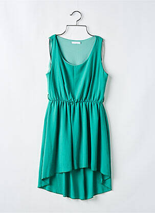 Robe mi-longue coupe évasée sans manche vert MADE IN ITALY femme