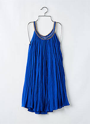 Robe courte coupe évasée fines bretelles bleu SUNCOO femme