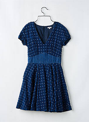 Robe courte fermeture zippée au dos manches courtes bleu MANOUSH femme