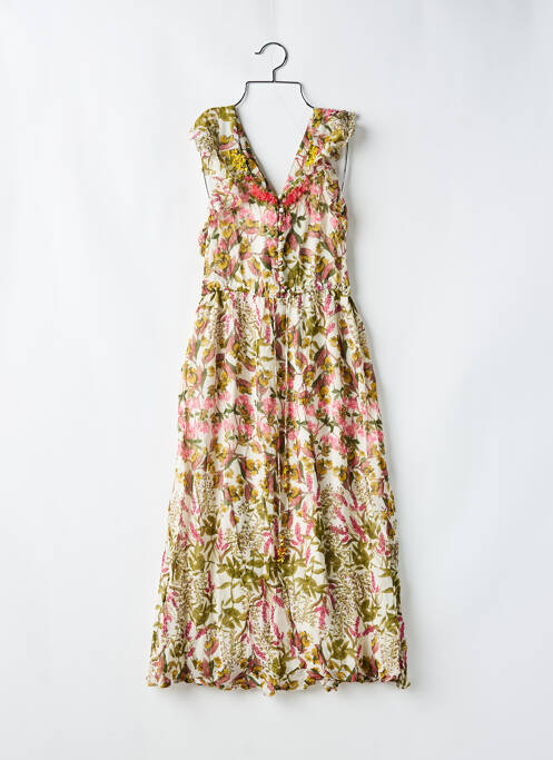 Robe longue imprimé fleurs sans manche vert DERHY femme