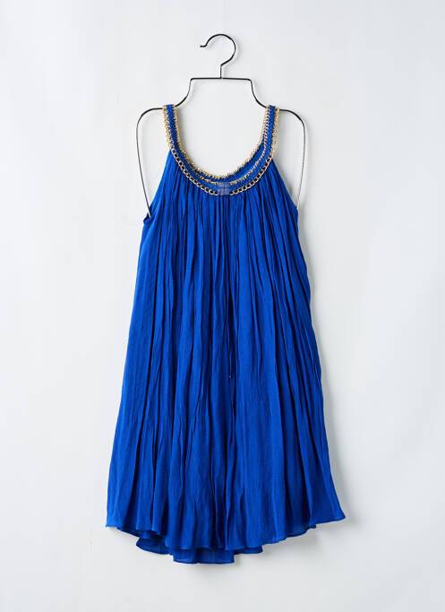 Robe courte coupe évasée fines bretelles bleu SUNCOO femme