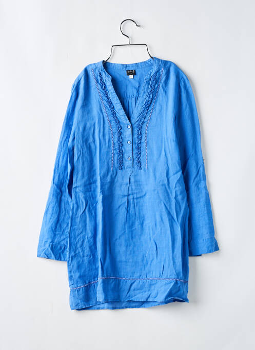 Robe courte manches longues manches longues bleu 1 2 3 femme