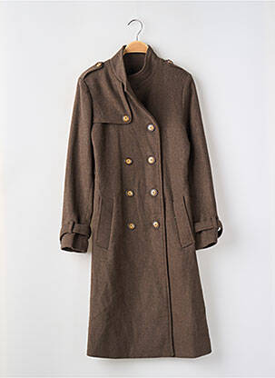 Manteau long coupe droite sans capuche marron BETTY LONDON femme