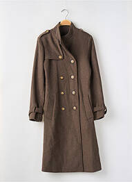 Manteau long coupe droite sans capuche marron BETTY LONDON femme