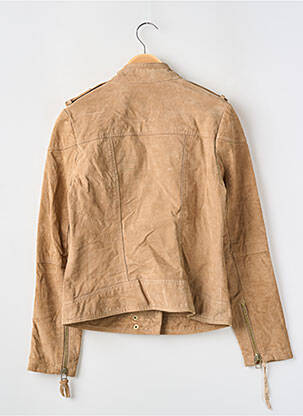 Veste en cuir poches marron MANGO femme