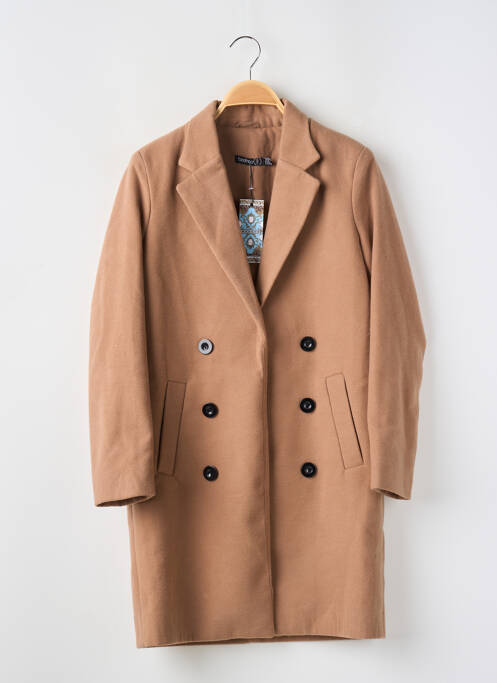 Manteau long coupe droite sans capuche marron BOOHOO femme