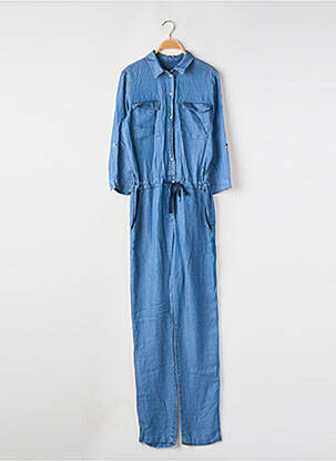 Combi-pantalon fermeture boutonnée sur le devant manches 3/4 bleu 1 2 3 femme