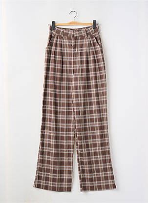 Pantalon large taille à pinces taille haute marron NASTY GAL femme