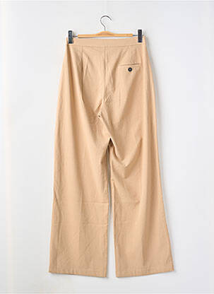 Pantalon large fermeture zippée sous rabat boutonné taille haute beige BERSHKA femme