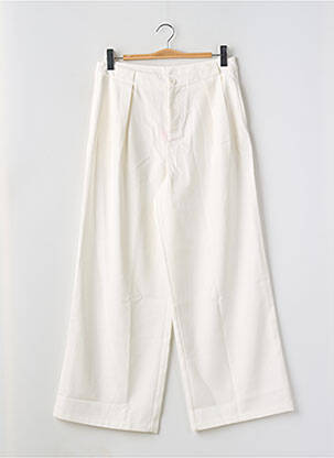 Pantalon large tissage crêpe taille haute beige CIDER femme