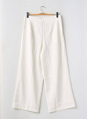 Pantalon large tissage crêpe taille haute beige CIDER femme