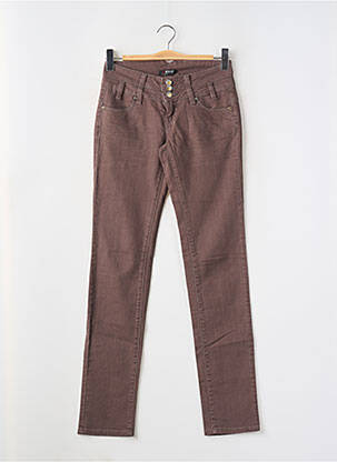 Jeans coupe slim stretch marron MORGAN femme