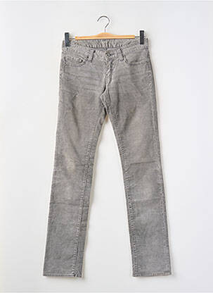 Pantalon droit stretch taille basse gris UNIQLO femme