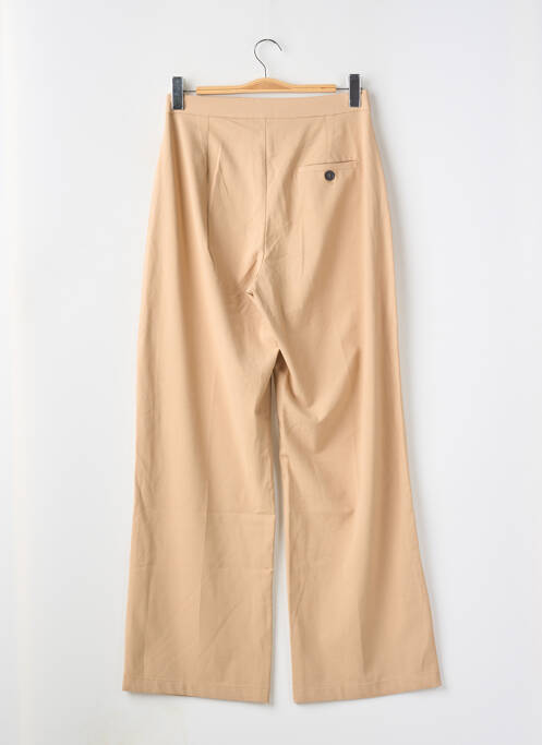 Pantalon large fermeture zippée sous rabat boutonné taille haute beige BERSHKA femme