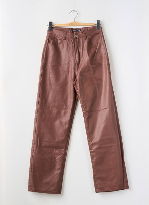 Pantalon droit stretch taille haute marron NASTY GAL femme