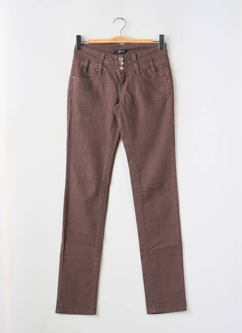 Jeans coupe slim stretch marron MORGAN femme