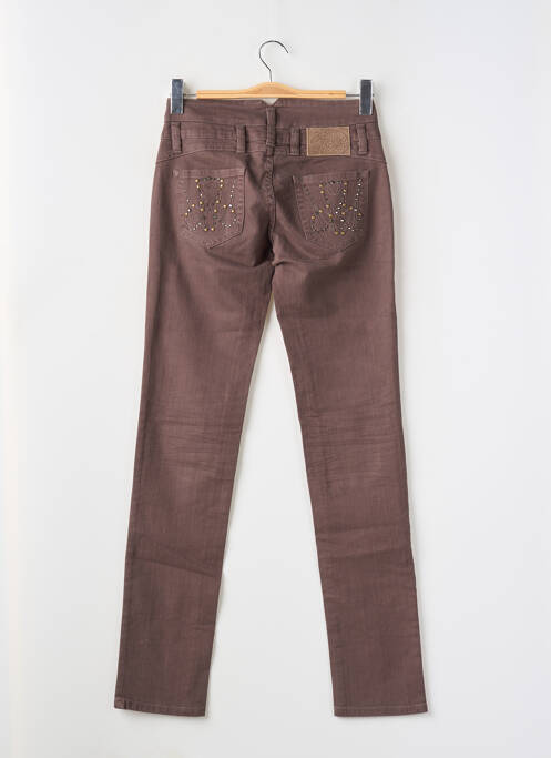 Jeans coupe slim stretch marron MORGAN femme