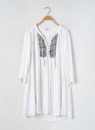 Robe courte manches 3/4 manches 3/4 blanc MANGO femme