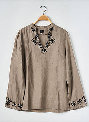 Blouse manches longues manches longues beige 1 2 3 femme