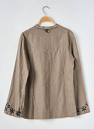 Blouse manches longues manches longues beige 1 2 3 femme