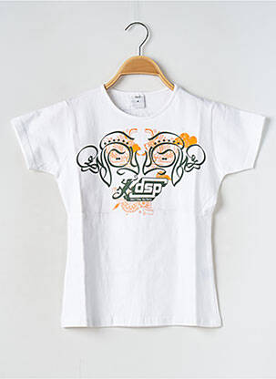 T-shirt imprimé fantaisie manches courtes blanc DON'T STOP THE PARTY femme