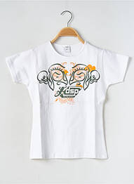 T-shirt imprimé fantaisie manches courtes blanc DON'T STOP THE PARTY femme
