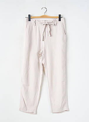 Pantalon droit taille haute taille haute beige MNG femme